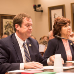  Caption: Rep. Thomas Carmody, a Shreveport Republican, and Sen. Beth Mizell, a Franklinton Republican present their bills before the committee / Credits: Photo by Robin May